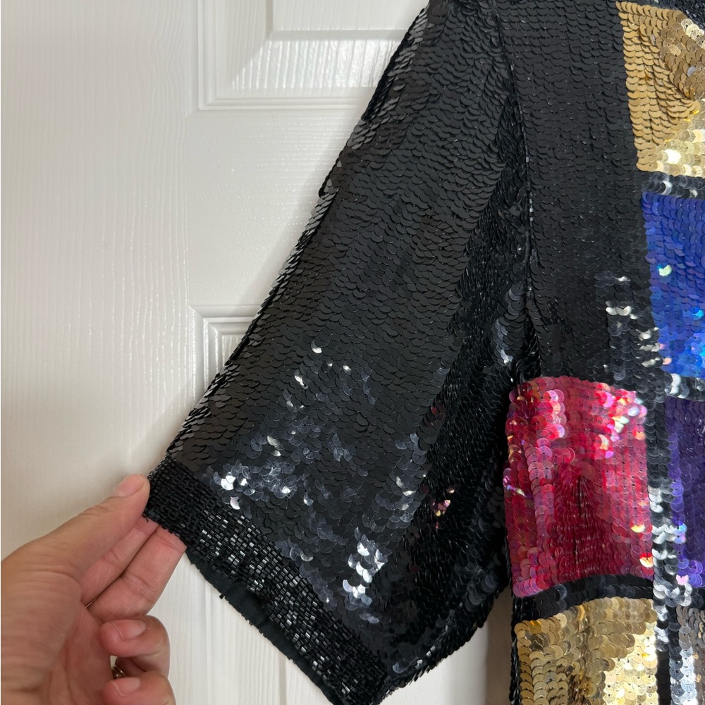 Colorful Sequin Patchwork Blouse - image 4